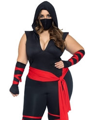 Front view of DEADLY NINJA 4PC COSTUME
