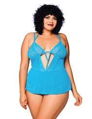 Front view of DARK IN LOVE PLUS SIZE TEDDY