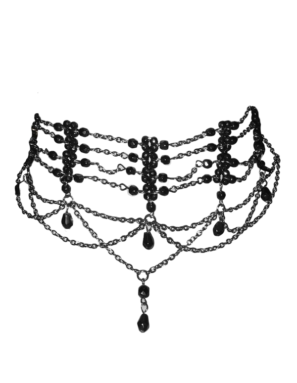 Beaded Victorian Choker ALT1 view Color: BK