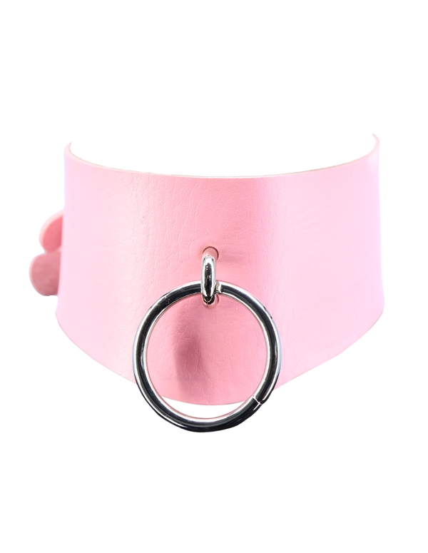 Leatherette Choker With Ring ALT1 view Color: PK