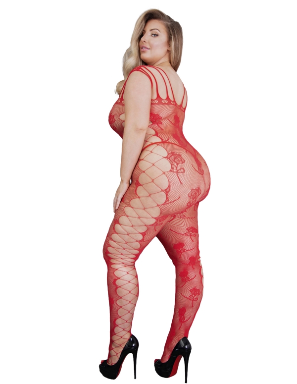 Killer Legs Roses Are Red Fishnet Bodystocking ALT1 view Color: RD