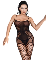Additional  view of product KILLER LEGS BUSTIER FISHNET CLOVER PATTERN BODYSTOCKING with color code BK