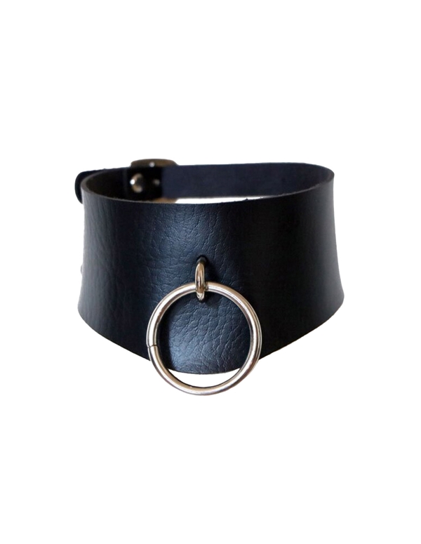 Soft Leather Posture Collar With Large O-Ring default view Color: BK