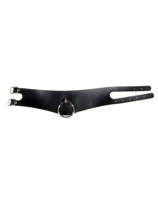 Soft Leather Posture Collar With Large O-Ring ALT1 view Color: BK