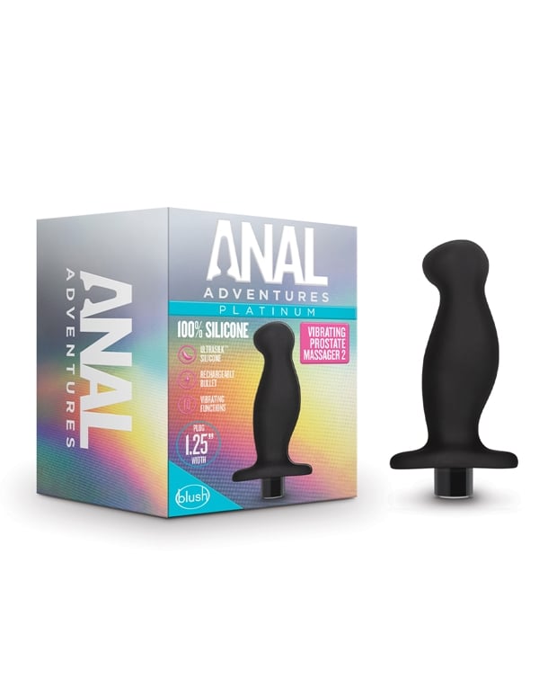 Anal Adventures Platinum - Silicone Vibrating Prostate Massager ALT1 view Color: BK