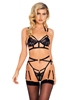 Additional BLACK view of product 3PC CHAIN GARTER BELT SET with color code BK