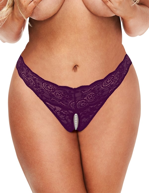 Lace And Pearls Crotchless Thong default view Color: PR