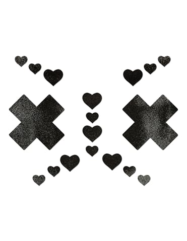PASTEASE LIQUID BLACK X PASTIES WITH HEART BODY PASTIES - SET-PLS-LQ-BK-04109