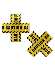 Front view of PASTEASE CAUTION TAPE CROSS PASTIES