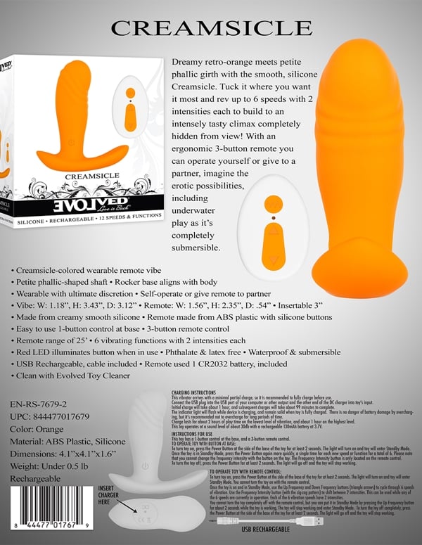 CREAMSICLE WEARABLE REMOTE ANAL VIBE ALT3 view Color: OR