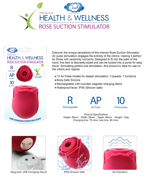 THE ROSE AIR PULSE SUCTION STIMULATOR - WTC946R-3107-WTC | Lover's Lane