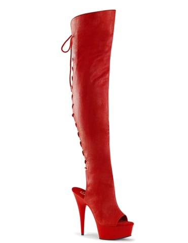 RAVEN MATTE FAUX LEATHER THIGH HIGH - DELIGHT-3019RED-05707