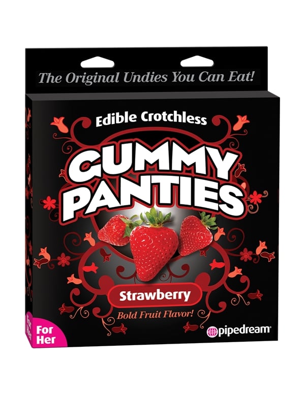 Strawberry Edible Crotchless Gummy Panties default view Color: RD