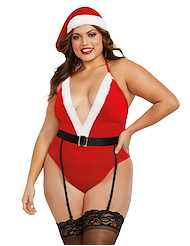 Alternate front view of VELVET SANTA TEDDY SET