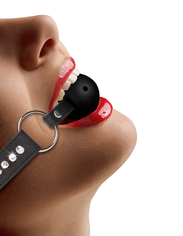 DIAMOND STUDDED BREATHABLE BALL GAG ALT1 view Color: BKS