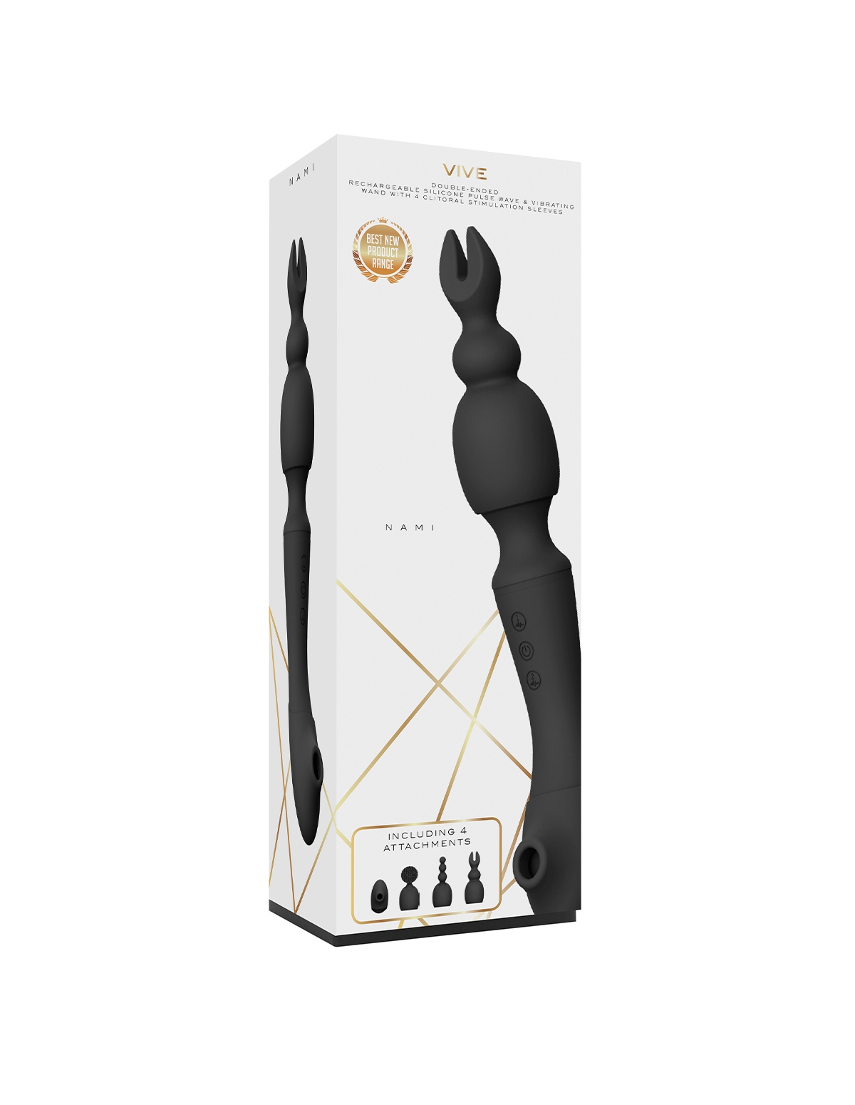 VIVE NAMI WAND WITH PULSE WAVE AND ATTACHMENTS - VIVE039BLK-03215 | Lover's  Lane