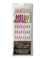 Alternate front view of GLITTERATI TALL PENIS PARTY STRAWS