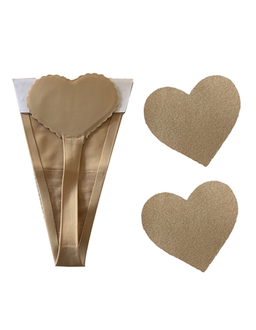 NUDE HEART INVISI KNIX THONG WITH MATCHING PASTIES - NUD-HRT-IPM-04208