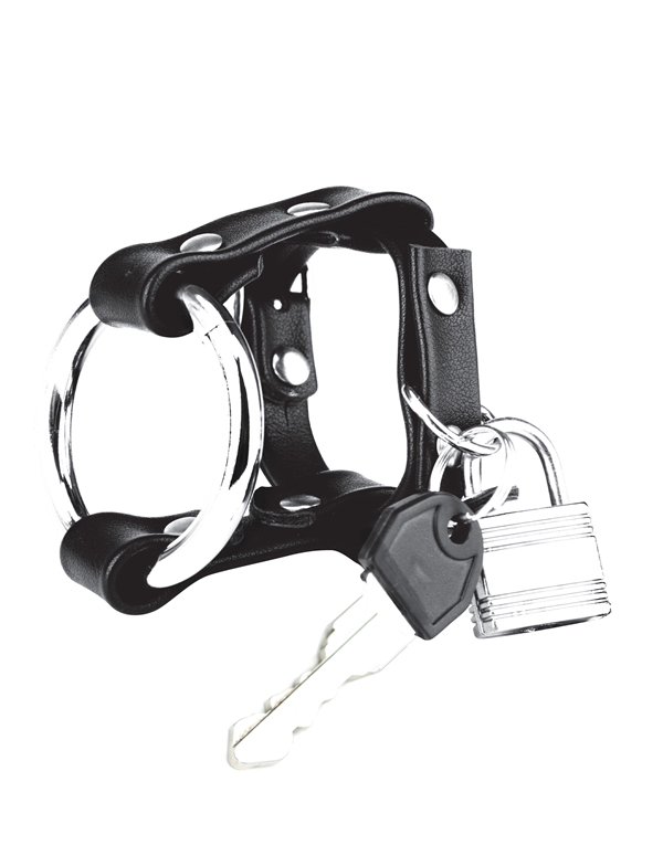 C&B Gear Metal Cock Ring With Locking Ball Strap default view Color: BK