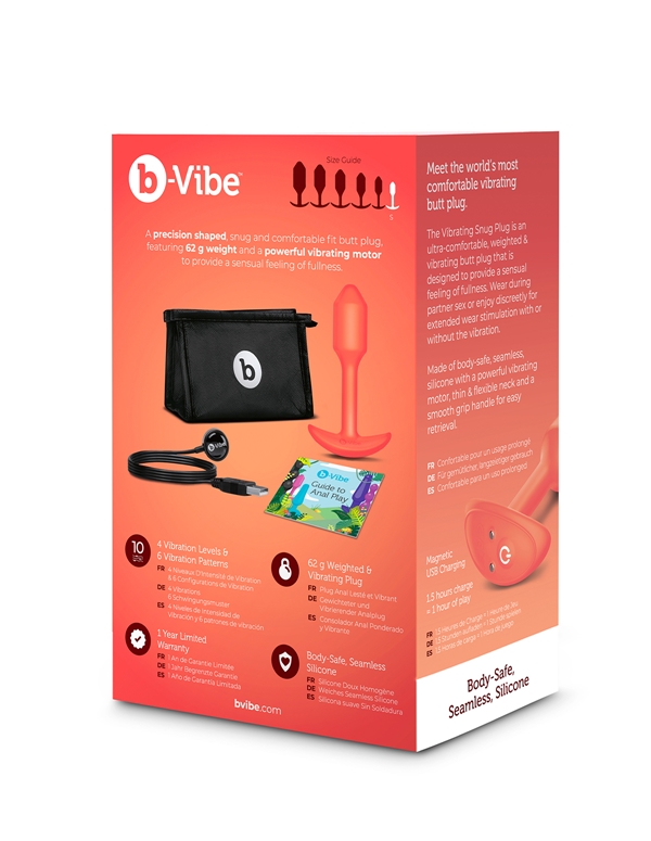 B-Vibe Vibrating Snug Plug 1 ALT7 view Color: OR