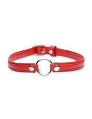Alternate back view of FIERY PET LEATHER CHOKER WITH SILVER RING