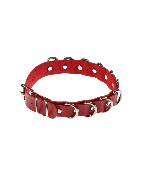 Adjustable Red Collar With D-Rings ALT2 view Color: RD
