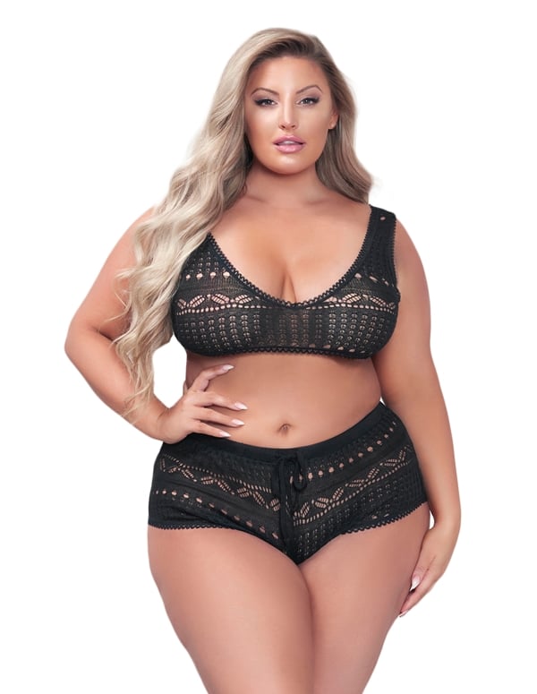 MIDNIGHT KISSES BRALETTE AND SHORT SET default view Color: BK