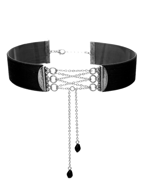 Leather Corset Chain Choker ALT1 view Color: BKS