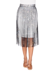 Additional  view of product RHINESTONE FRINGE BELT SKIRT with color code BK