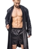 Additional BLACK view of product SATIN ROBE with color code BK