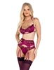 Additional FUCHSIA view of product GOLD ACCENT EMBROIDERY & SATIN BRA SET with color code FUC