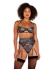 Additional BLACK/SILVER view of product SPARKLE CHAINED 3PC BRA SET with color code BKS
