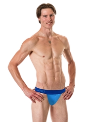 Front view of WOOD JOCK STRAP LIGHT BLUE