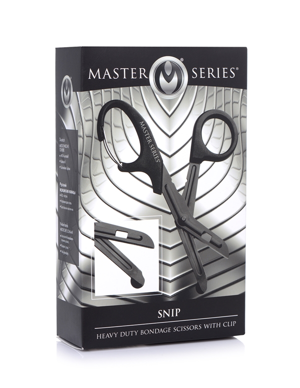 MASTER SERIES SNIP HEAVY DUTY BONDAGE SCISSORS WITH CLIP ALT6 view Color: BK