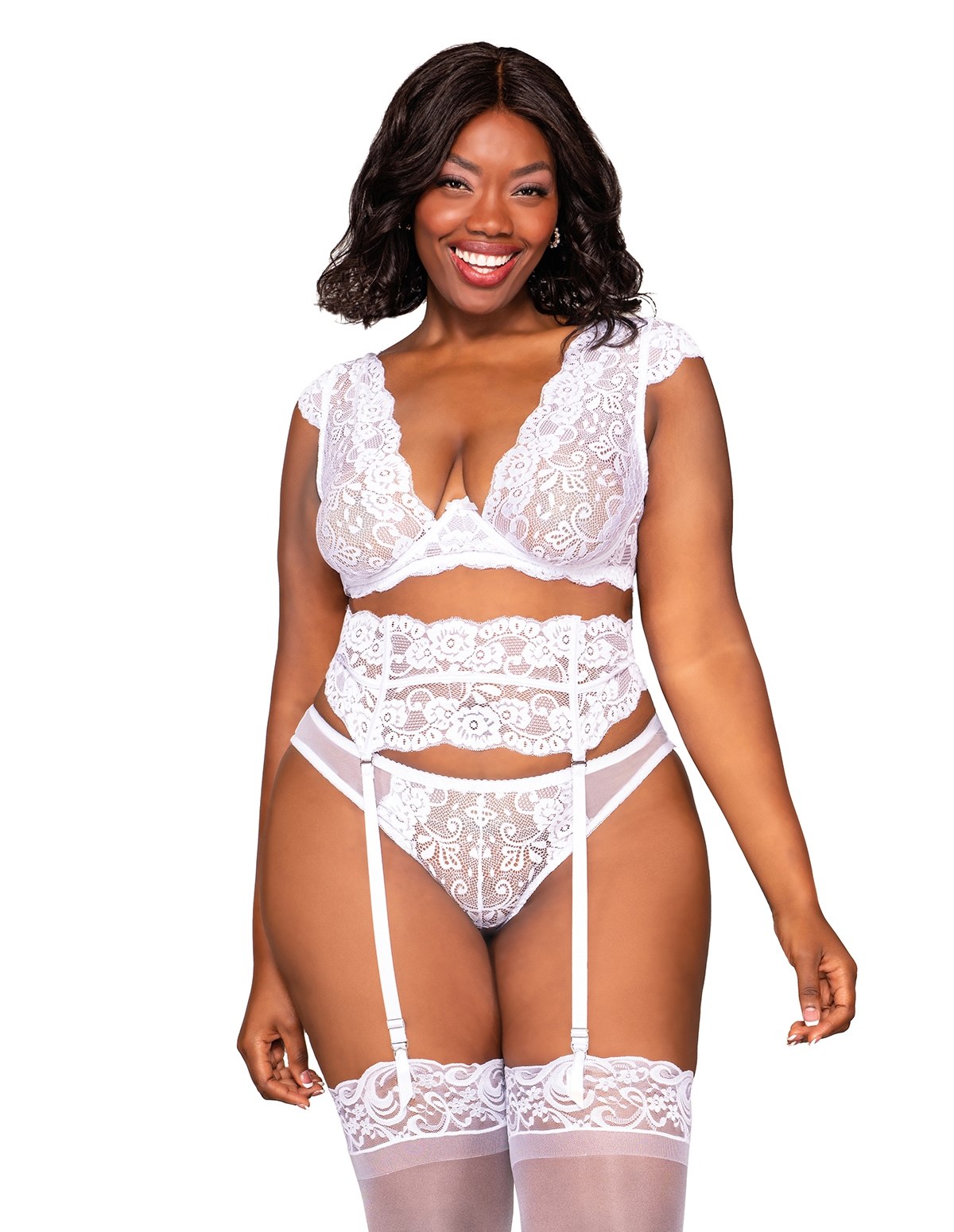 alternate image for Everlasting Gift Lace And Mesh Bra Set