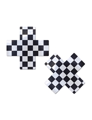 Front view of PASTEASE PLUS X BLACK AND WHITE CHECKER PASTIES