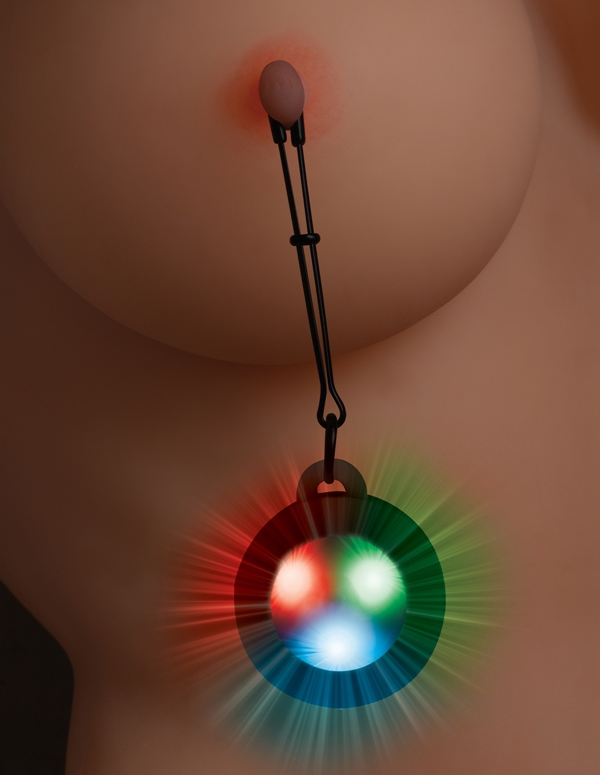 Silicone Light Up Tweezer Nipple Clamps ALT2 view Color: BK