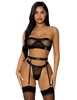 Additional BLACK view of product GOOD AS GOLD STRAPPY LINGERIE SET with color code BK
