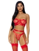 Additional RED view of product GOOD AS GOLD STRAPPY LINGERIE SET with color code RD