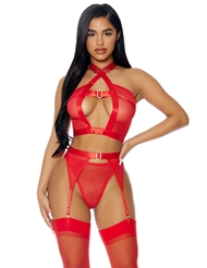Additional  view of product GOLDEN HOUR STRAPPY BUSTIER SET with color code RD