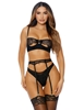 Additional BLACK view of product JUST A PEEK BRA SET with color code BK