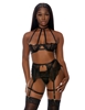 Additional BLACK view of product IN FULL BLOOM LINGERIE SET with color code BK