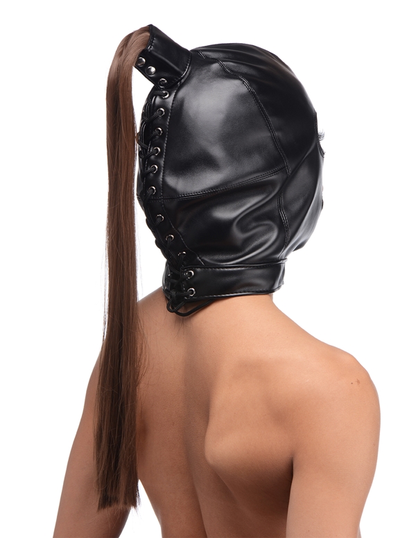 PONYTAIL BONDAGE HOOD ALT1 view Color: BK
