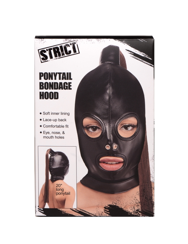 PONYTAIL BONDAGE HOOD ALT5 view Color: BK