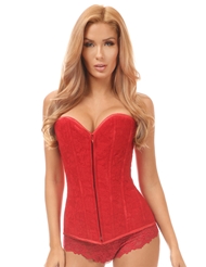 Front view of LAVISH LACE PLUS SIZE OVERBUST CORSET WITH ZIPPER