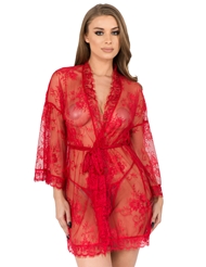 Front view of LACE BELL SLEEVE ROBE SET
