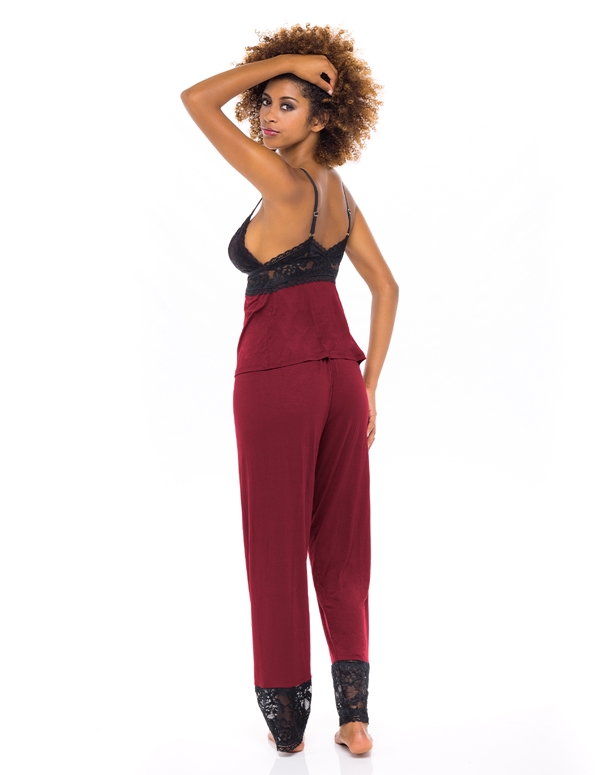 Louella Jersey And Lace Cami And Pant Set ALT1 view Color: RBB