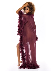 Alternate back view of LONG FEATHER TRIM ROBE