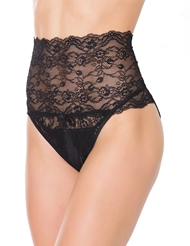 Additional  view of product HIGH WAISTED LACE CROTCHLESS PANTY with color code BK