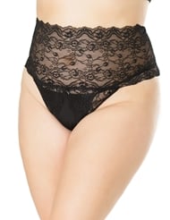 Additional  view of product HIGH WAISTED LACE CROTCHLESS PLUS SIZE PANTY with color code BK